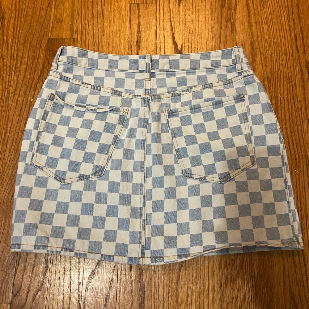 Forever 21 Checkered Denim Zip Skirt - Picture 2 of 2